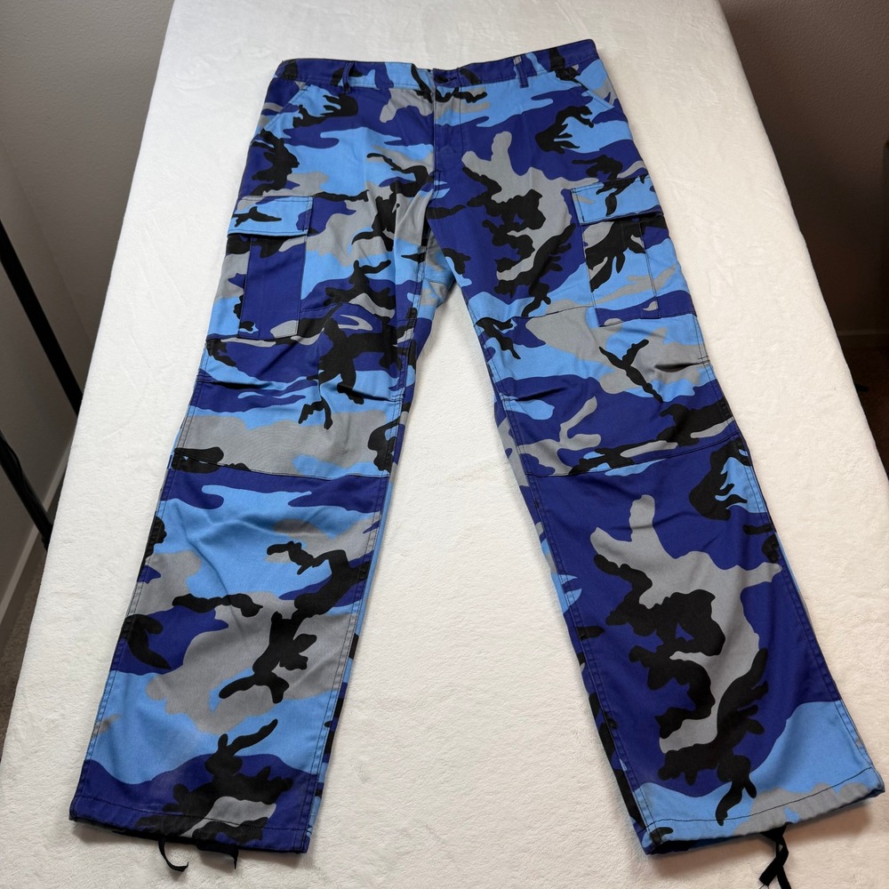 Rothco Cargo Pants Mens Large Blue Camo Good Ultra Force BDU Tactical Utility